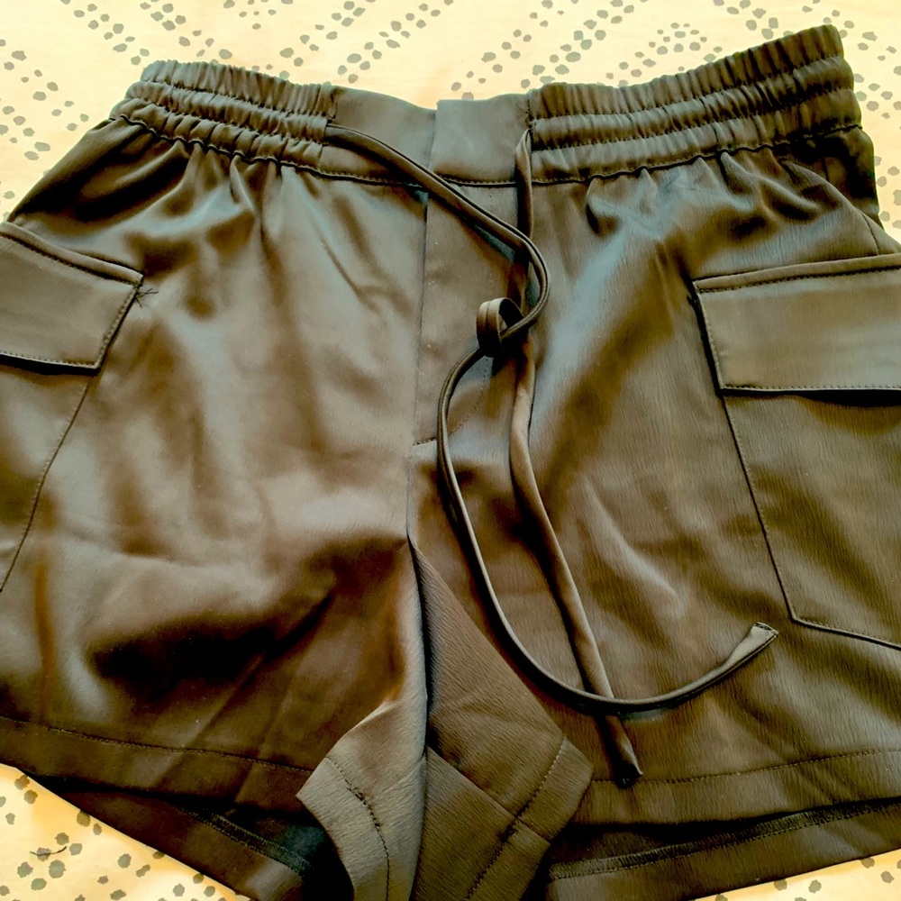 Zara black satin shorts